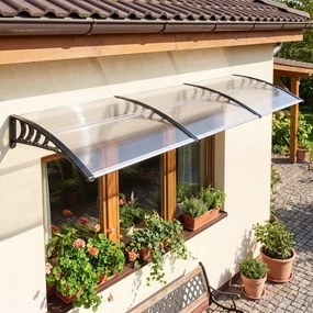 Outsunny Copertina pentru exterior, curbata cu suruburi si buloane incluse, copertina din policarbonat, PP si aluminiu, 295x90x23.5cm