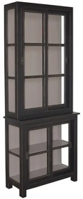 Vitrina neagra din lemn de pin, aspect vintage, Gloria
