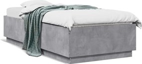 vidaXL Cadru de pat, gri beton, 100x200 cm, lemn prelucrat