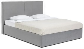 Pat dublu tapițat gri cu spațiu de depozitare cu saltea/ grătar 180x200 cm Thessa Bold - Bonami Selection