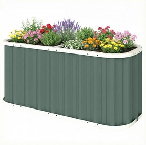 Outsunny Pat înălțat din metal 136 x 53 x 61 cm adânc Pat de grădină cu margini de protecție etichete pentru plante mănuși Fund deschis | Aosom Romania