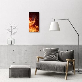 Ceas de perete din sticla vertical Foc de foc portocaliu