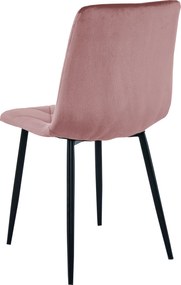 Roz scaun bucatarie LIBRA din catifea cu picioare negre