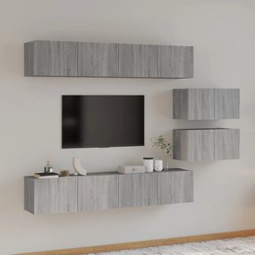3114604 vidaXL Set dulapuri TV, 6 piese, gri sonoma, lemn prelucrat
