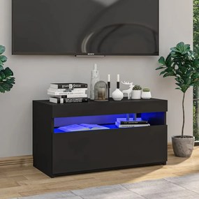 804393 vidaXL Comodă TV cu lumini LED, negru, 75x35x40 cm