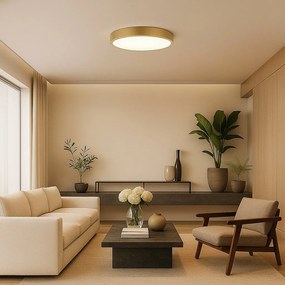Plafoniera LED cu telecomanda design slim Tesia auriu 60W