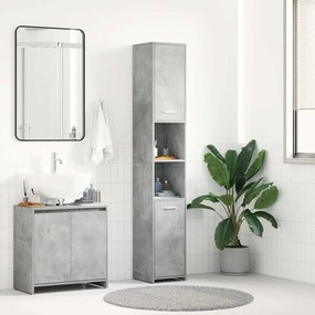vidaXL Dulap de baie, gri beton, 30x30x183,5 cm, lemn prelucrat