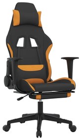 345505 vidaXL Scaun de gaming cu masaj/suport picioare, negru / oranj, textil