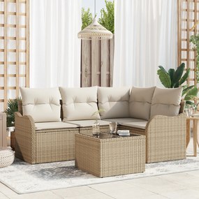 vidaXL Set de canapele pentru grădină cu pernă 5 pcs Bej Rattan poli