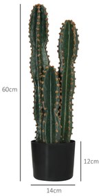 Outsunny Cactus artificial de mare realism plantă artificială de dimensiuni mari dim. Ø 17 x 60H cm verde | Aosom Romania