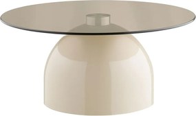 Măsuță de cafea bej rotundă cu blat din sticlă ø 70 cm Ravello – House Nordic