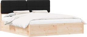 vidaXL Cadru de pat cu tăblie tapițată cu headboard Negru 180 x 200 cm