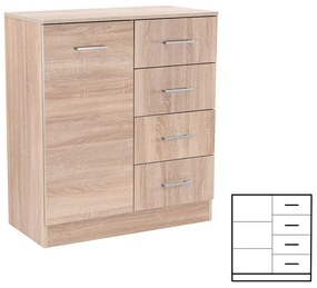 Comodă Miami cu 1 ușă și 4 sertare 80x92 cm stejar sonoma-stejar sonoma