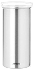 Recipient depozitare ceai/cafea/capsule Brabantia 646989, Pana la 18 capsule, Otel inoxidabil, Rezistent la amprente, Argintiu/Transparent