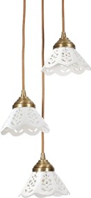 Lustra din alama cu 3 pendule ceramice Zefira