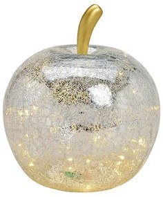 Decoratiune mar luminos Silver Apple din sticla 27x30 cm