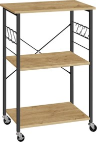 Masuta pe roti cu 3 rafturi TAYLOR ARTISAN 60x40 cm