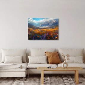 Tablou pe sticlă - Peisaj montan pictat II. (70x50 cm)