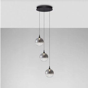 Lustra moderna cu 3 pendule LED, Metal, Sticla, Fumuriu, ORENDA