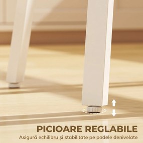 HOMCOM Masă Înaltă Rotundă cu Raft, Masă Modernă pentru Bucătărie sau Dining, PAL, Metal, Lemn Natural și Alb | Aosom Romania