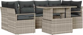 vidaXL Set de canapele pentru grădină 7 pcs Gri deschis Rattan poli