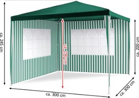 Cort de petrecere în grădină - verde 3 x 3 m + 2 pereți late