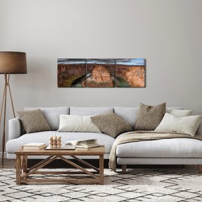 Tablou cu lac în stânci (cu ceas) (90x30 cm)
