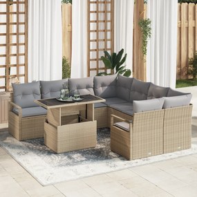vidaXL Set de canapele pentru grădină Manual 9 pcs bej și gri deschis