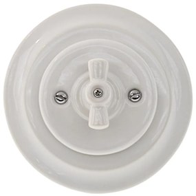 Bohemia-Design - Întrerupător retro rotativ din porțelan cu ramă nr. 7, alb