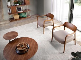 Fotoliu design modern din lemn tapitat din piele eco Mink