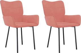vidaXL Scaune de sufragerie, 2 buc., roz, catifea