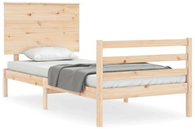 3195181 vidaXL Cadru de pat cu tăblie single mic, lemn masiv