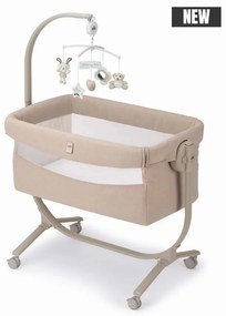 Patut cu leganare, Cullami, co-sleeper 2 in 1, Cu laterala culisanta, Cu setare unghiulara, Cu roti, Reglabil in 8 pozitii pe inaltime, Bej