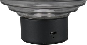 Veioză neagră/gri LED cu intensitate reglabilă cu abajur din sticlă (înălțime 14,5 cm) Earl – Trio