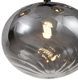 Lampă suspendată modernă neagră cu sticlă fumurie cu 9 lumini - Jia
