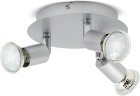 BKLICHT LED Plafoniera cu 3 spoturi LUNIS argintiu 16/8,2 cm