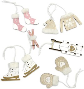 Set decoratiuni suspendate de Craciun NORDIC MOMENTS 6 buc roz