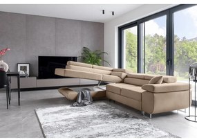 Colțar bej extensibil/cu spațiu de depozitare (cu colț pe partea stângă/în formă de ”L”) Anton – ELTAP