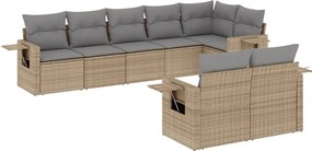 vidaXL Set canapele de grădină, 8 piese, cu perne, bej, poliratan