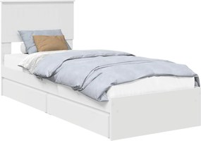 vidaXL Pat cu storage cu headboard Alb 75 x 190 cm Lemn compozit