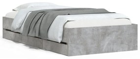 3207290 vidaXL Cadru de pat cu sertare, gri beton, 100x200 cm, lemn prelucrat