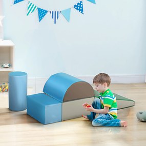 HOMCOM Joc de Constructie pentru Copii 1-3 Ani din Piele PU și Umplutură EPE, 40.6x40.6x20.3 cm, Multicolor | Aosom Romania