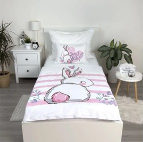 Lenjerie de pat din bumbac pentru patut BUNNY SWEET alb Dimensiune lenjerie de pat: 40 x 60 cm | 100 x 135 cm