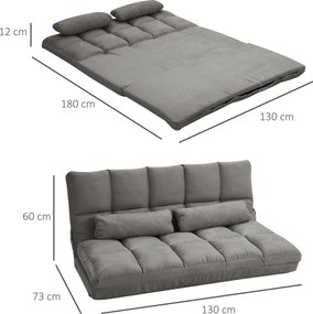 HOMCOM Divan de Podea 2 în 1 cu Spătar Reglabil în 7 Niveluri și Perne, 130x73x60 cm, Gri Carbonizat | Aosom Romania