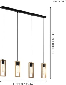 Eglo 49475 - Lustră pe cablu LITTLETON 4xE27/60W/230V