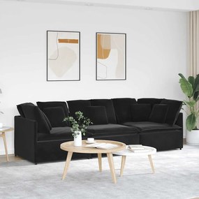 vidaXL Canapea modulară cu perne, negru, catifea