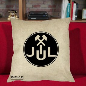 Perna Personalizata JUL Jiul Lupeni Fotbal, 40x40 cm, Crem, Husa Detasabila, Perna Inclusa, BEKZ®