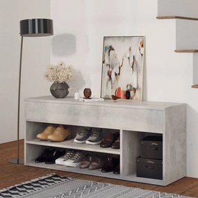 vidaXL Banchetă pantofar, gri beton, 105x30x45 cm, PAL