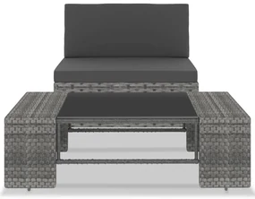 49522 vidaXL Set mobilier de grădină, 2 piese, gri, poliratan