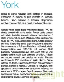 Lampadar, lampa de podea cu trepied YORK PT1 BIANCO 121406